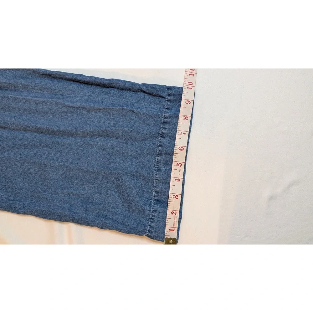 Habitual Kid Girls Denim Jumpsuit‎ Medium Stone Blue Wide Leg Tie Back Size 7-8